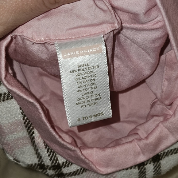 Janie and Jack baby girl Brown top w/ pink/ brown flat cap 6/12mos - Picture 5 of 8